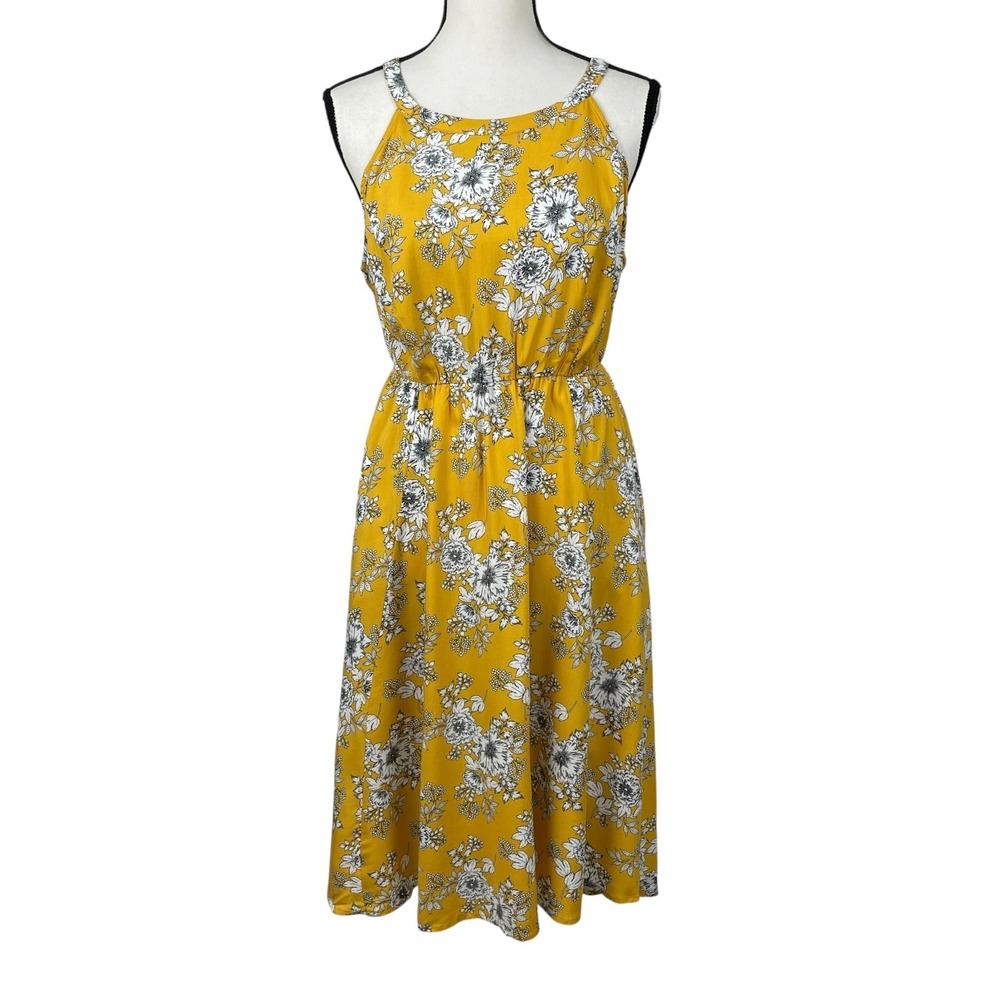 Torrid Women's Dress 1X 14-16 Yellow Floral Halter Neck Hi-Low‎ Thursday Bouquet
